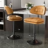 Hawthyhome Barhocker 2er Set, Ergonomische Gepolsterte Barhocker mit Rückenlehne, Verstellbare Doppellagige Barstuhl, für Esszimmer Heimbar Kücheninsel, 2 x Hocker (Orange)