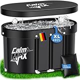 CalmMax Ovales Eisbad (105 cm Lang) XL mit Abdeckung - Faltbare Badewanne Erwachsene, Isolierte Eistonne für Innen und Außenbereich, Kältetherapie für Athleten, Ice Bath/Cold Plunge für Zuhause