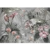 Runa Art Fototapete Blumen 352 x 250 cm Vlies Tapeten XXL Moderne Wandtapete Wohnzimmer Schlafzimmer Grün Rosa 9561011c