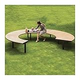 Yining-999 Bänke im Freien Outdoor-Bänke, runde Parksitze, Moderne runde, korrosionsbeständige Holzbänke mit Stahlrahmen, einfach zu montieren Gartenbank