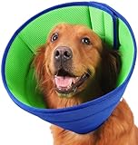 Halskrause Hund Weich, Hundekragen Leckschutz, Atmungsaktive Halskrausen für Hunde, Einstellbarer Schutzkragen Leckschutz Hund, Leicht Halskragen Hunde(Size 6, Blau)