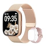 TOOBUR Smartwatch Damen ohne App und Handy mit schrittzähler, 1.83' Fitness Tracker mit Herzfrequenzüberwachung, IP68 Wasserdicht, Fitnessuhr mit Schlaftracker, Metallband iOS Android kompatibel