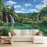 Olive Green Vlies Fototapete Beautiful Lakes Forests Plants, 350 x 256 cm Fototapeten Tapeten für Wohnzimmer Schlafzimmer Büros und Flure - Vliestapete Wandtapete Tapete 3D Effekt