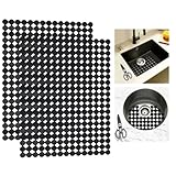 2 Stück Spülbeckenmatte mit Schere, PVC Zuschneidbar Spülbeckeneinlage, Abtropfmatte Spüle, Geschirr Abtropfmatte, Keramik/Edelstahl Spülbecken Schutzmatte, Küche Zubehör, 30 x 40cm (Dunkelschwarz)