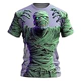 Halloween-T-Shirt mit Grafikdruck, kurzärmelig, lässiges T-Shirt mit Rundhalsausschnitt für die Herbstsaison, bequemes Mischhemd (Purple, XXXL)
