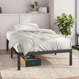 Zinus Elias Bett 90x200 cm - Höhe 36 cm mit Stauraum unter dem Bett - Metall-Plattformbettrahmen - Schwarz, Schwarze