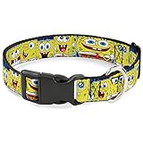 Buckle-Down Katzenhalsband, Breakaway Spongebob Expressions, gestreift, 15,2 bis 22,9 cm, 1,3 cm breit