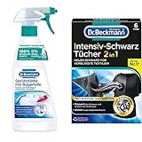Dr. Beckmann Sprüh-Stärke mit Bügelhilfe, 500 ml & Intensiv-Schwarz Tücher | Für intensives schwarz und glatte Fasern | 6 Tücher