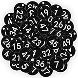 OFFCUP Gravierte Nummernschilder, 50 Stück Nummerierte Tags, Kunststoff Nummernschilder, Schlüsselanhänger Bienenstock-Etiketten mit Loch Viehbestand ID-Tags (Schwarz Nummer 1-50)