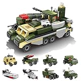 PlaySynthe 8 in 1 Technik Panzer Bausteine Bausatz, 587 Teile Panzer Klemmbausteine, WW2 Militär Fahrzeug Bausteine Modell Spielzeug, Geschenke für Erwachsene und Militärfans