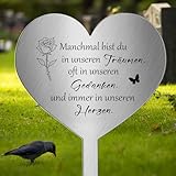 Photect Grabschmuck Wetterfest Grabstecker Metall Herz mit Spruch Manchmal Bist Du in Unseren Träumen, Oft in Unseren Gedanken und Immer in Unseren Herzen Grabdekoration zum Erinnerung Dekoherz Traue