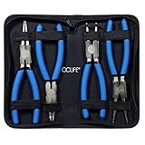 CCLIFE 4tlg Sprengringzangen Seegeringzange Set 150mm Zange Gerade & Gebogen für Sicherungsring Innen/Außen