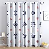 Generisch Vorhänge Nautischer Anker, Vorhang Blickdicht mit Ösen, Verdunklungsvorhänge Thermovorhang Fenster Gardinen Schlafzimmer Wohnzimmer, Blackout Curtain, 2er Set H 200 x B 140 cm - Q&406