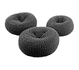 TININNA 3 Stück Frauen Damen Haar Chignon Bun Donut Shapers Knotenring Duttkissen Haarknoten Knotenrolle Haarschmuck schwarz EINWEG Verpackung