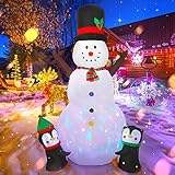 Vintoney 8ft/244cm Weihnachtsaufblasbares Schneemann Aufblasbares Rotierenden LED Lichtern Yard Dekoration Schneeball Schlauchboote Drinnen Draußen verbesserte Schneemann Weihnachtsdekorationen Weiß