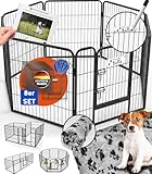 PFOTENWUNDER® Welpenauslauf 8/12-teilig, 80cm hoch, 2x2m + 1 Hundebett, 1 Trainingsbuch | Welpenlaufstall, Hunde-Laufstall faltbar für die Wohnung + Tür, Welpengehege Tierlaufstall Indoor Outdoor