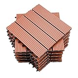 Jopassy 33 Stück WPC Terrassenfliesen, 30x30 cm Balkon Bodenfliese, Gartenfliesen mit Klick-System, Terrassendielen Balkonfliesen Klickfliesen, 3m² Braun