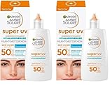 Garnier Antioxidatives Super UV-Sonnenschutz-Fluid mit LSF 50+, Leichte und nicht fettende Sonnencreme mit Hyaluronsäure, Ambre Solaire, 40 ml (Packung mit 2)