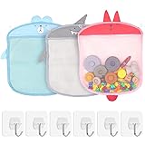 3 Stück Badespielzeug Aufbewahrung, Badewannenspielzeug Aufbewahrung mit 6 Haken, Badewannennetz für Spielzeug, Netz Badewanne Spielzeug für Badewannenspielzeug Verschiedenes Waschlappen