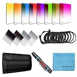 Fotover Square Filterset 14 Stück Verlaufsfilter ND GrauFilter Farbfilter Set für Cokin P Serie mit Adapter Ringe(49-82mm)Filterhalterung Objektivreinigungsstift und Weiteres Zubehör für DSLR-Kameras
