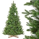 FairyTrees Weihnachtsbaum künstlich NORDMANNTANNE Edel, Material PU und PVC, inkl. Holzständer, FT25-180