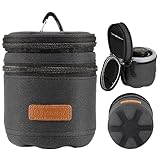 TARION Objektivtasche Objektivbeutel mit Hartschalenboden, Stoßfest, Wasserabweisend Kamera Objektiv-Schutztasche für Canon, Nikon, Pentax, Sony, Olympus Objektive (Dunkelblau Größe S)