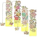 4 Stück Lesezeichen Metall Hohle Lesezeichen Blumen Metall Ästhetische Blume Book Marks Rose Lotus Narzisse für Buchliebhaber Schriftsteller Leser Frauen