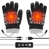 Unisex USB Beheizte Handschuhe, Unisex Handwärmer, Warme Handschuhe für Frauen Männer Mädchen Jungen drinnen Oder Draußen - Beste Winter Geschenk Wahl (schwarz / blau) (schwarz)