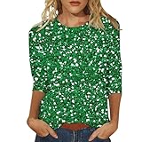 3/4 Arm Shirt Damen mit 3D Druck Rundhalsausschnitt Elegant Bluse Lässige Langarmshirt Leicht Sommershirts Outdoor Freizeitshirt Urban Casual Oberteile Party Style Tops Tshirts