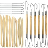 AIFUDA Keramik-Ton-Bildhauerwerkzeuge, 22-teilige Holzgriff-Keramik-Schnitzwerkzeuge und Metall- und Kunststoff-Tonformungswerkzeuge, für Keramik-Skulptur