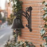 Türglocke Gusseisen, Gartenglocke mit Kordel, Antikes Design, Haustür Wandglocke, Gartendeko, Outdoor Glocke für Dekoration (1, C)