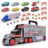 Dickie Toys Cleverer Autotransporter-der 62 cm Lange LKW sorgt gleichzeitig für Ordnung&großen Spielspaß. Ideales Spielzeug zum Mitnehmen für Reisen&Ausflüge! Inkl. 9 Metallfahrzeugen&Zubehör