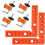 2 Stück 90 Grad Winkel Klemme, 90 Grad Winkelspanner Winkelklemme Positionierwinkel Eckenspanner mit 4 Stück Einstellbare Befestigung Rechtwinklige Keilvorrichtung für Zimmermannswerkzeug