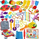 Ophy Knete Zubehör - 48 Stück Knete Set Gehören Hamburger-Maker, Knet e-Werkzeuge, Eismaschine, Nudeln, Pizza Knetwerkzeug für Kinder Küchenspielzeug Kitchen Creations Spielzeug Geschenk für ab 3