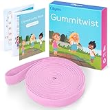 Cikyner Gummitwist Kinder，Hüpfgummi 4m lang 1.5cm weit Gummi Twist mit Anleitung Polyester-Latex Gummiband für Kinder Hüpfspiele drinnen und draußen, Mädchen & Jungs