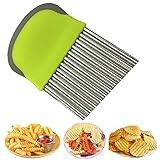 BESSIKON® 1 Stück Gemüsehobel Pommesschneider,Pommes Wellenschneider Kinder,Kartoffelschneider Edelstahl,Riffelmesser für Gemüse Obst Salat Schneider,Pommes Wellenmesser, Wellenschnittmesser Baby