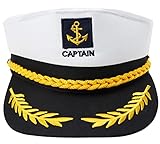 Hatstar Kapitänsmütze | Verstellbare Seemann Matrosenmütze | Original Yacht Schiff Boot Marine Mütze | Sommer Urlaub Strand Festival Hut | für Damen, Herren & Kinder Erwachsene