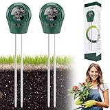 YISKY 3 in 1 Bodentester, 2 Stück Bodentester Feuchtigkeit, Bodenmessgerät, Misst Feuchtigkeit, PH-Wert & Sonnenlichtstunden im Boden - Ohne Batterien, für Gartenarbeit, Rasen, Landwirtschaft