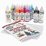 LM-Kreativ Window Color Set 4 Jahreszeiten - Fenstermalfarben Set mit 15 Farben, Konturfarben & 3 beidseitig bedruckten Malvorlagen mit über 50 Motiven - Window Colour Farben für Groß & Klein