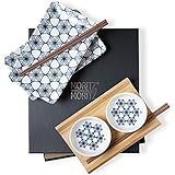 Moritz & Moritz 8-tlg. Sushi Geschirr Set für 2 Personen - Sushi Servierset mit 2x Sushi-Teller, Dip-Schälchen und Stäbchen