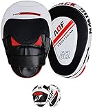 AQF Pratzen Boxen Rex Leder Handpratzen, Boxpads, Kampfsport Self Defense Trainerpratzen Schlagpolster, Haken & Stoß Handschuhe Focus Pads Kickboxen, Taekwondo, Muay Thai Training (Weiß)