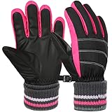 Wasserdicht Skihandschuhe Kinder Handschuhe Winterhandschuhe - Junge Mädch Winddicht Fahrradhandschuhe Anti-Rutsch Full Finger Warme Schneehandschuhe for Outdoor Sport Lauf Snowboard Skifahren Fahrrad
