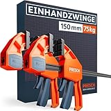 Presch Einhandzwingen 150mm 2 Stk. – Zwingen Set mit 75kg Spannkraft für sofortiges Fixieren – Robuste Schnellspannzwingen dank Carbonstahl & glasfaserverstärktem Gehäuse – Zwingen mit Spreizfunktion