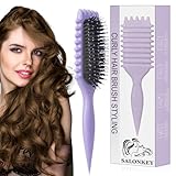 Lockenbürste für Definierte Locken – Antistatische Stylingbürste mit Belüftungsdesign für Nasses & Trockenes Haar, Ideal für Lockige Haare und Volumenpflege(Lila)
