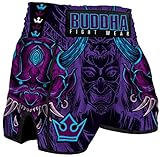 Buddha Fight Wear – Muay-Thai- und Kickbox-Hose, europäisches Luzbel-Modell – Premium-Satin-Stoff – NEUES europäisches Muster – tolle Anpassung an die Morphologie jedes Kämpfers – Lila – Größe M