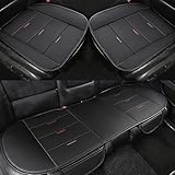 Black Panther sitzauflage Auto, umfassen Vordersitz Abdeckung und hintere Sitzbank Abdeckung, Universal PU Leder Sitzschoner passen 90% Fahrzeuge (Schwarz)