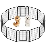 Yaheetech 12-teilig Welpenlaufstall 80cm hoch, Welpenauslauf mit 2 Türen, faltbares Freilaufgehege, Automatische Verriegelung, Tierlaufstall für Wohnung & Garten
