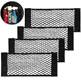 UIHOL Kofferraum Netztasche Auto (4 Stück, 40x25cm Universal KFZ Kofferraum Organizer Netz mit Klettverschluss Autositz Gepäcknetz, Strapazierfähige Kofferraumnetz für universal Auto/SUV aus Nylon