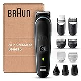 Braun Series 5 All-In-One Bartpflege Bodygroomer Set, 10-in-1 Barttrimmer / Bartschneider (versandfertiger Karton), Trimmer/Haarschneider Herren, Haarschneidemaschine, 100 Min Laufzeit, MGK5445