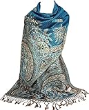 GFM Schal im Pashmina-Stil - Blumenmosaik - Phoenix Türkis - (S12-pnx-TX)